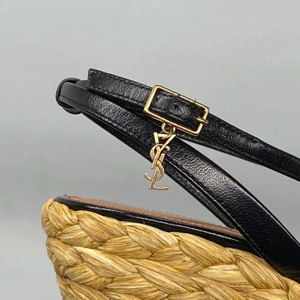 Saint Laurent Paloma 95 leather espadrille wedge sandals size 38
